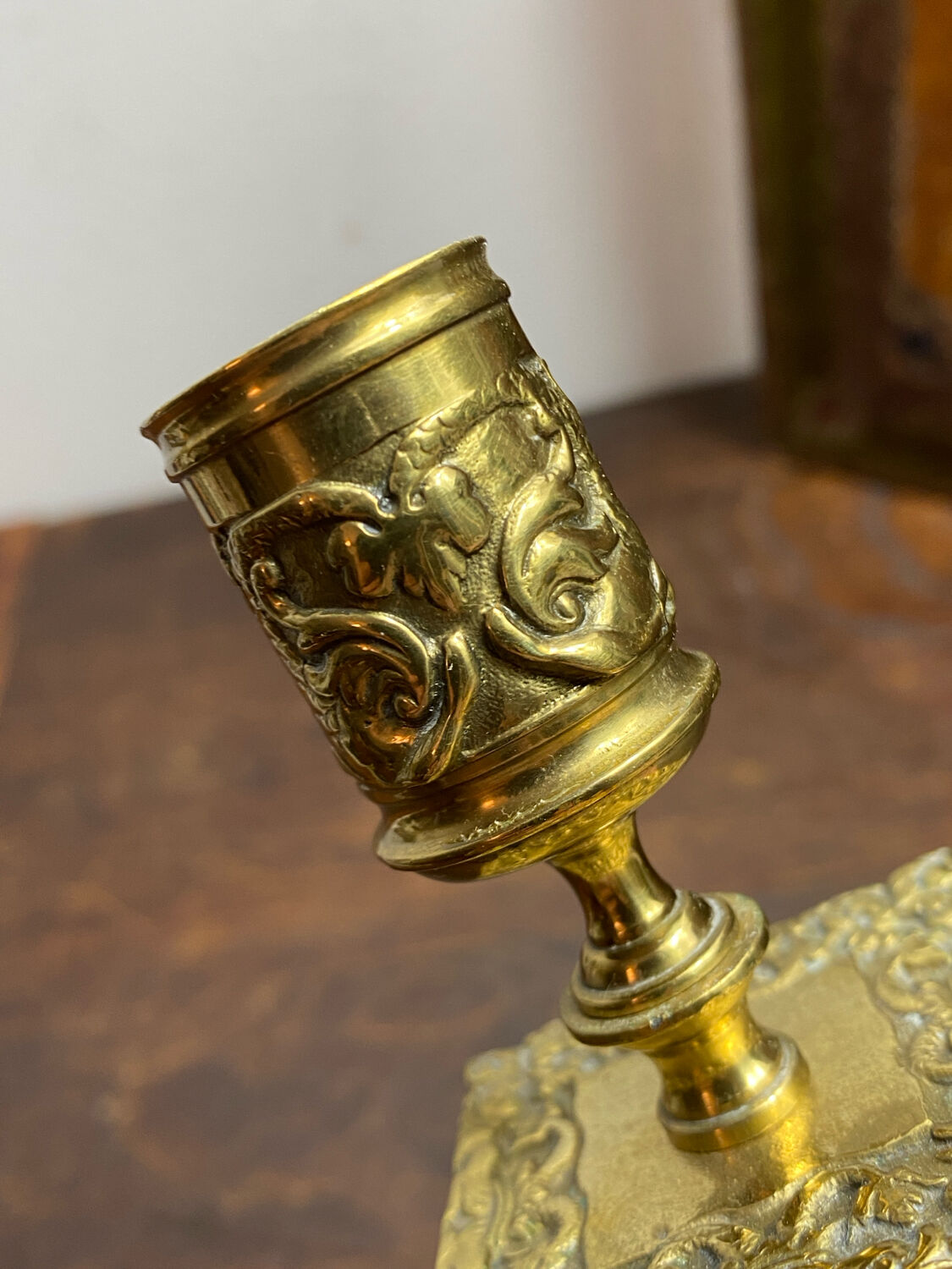 Bronze fish candlestick, late 19th century