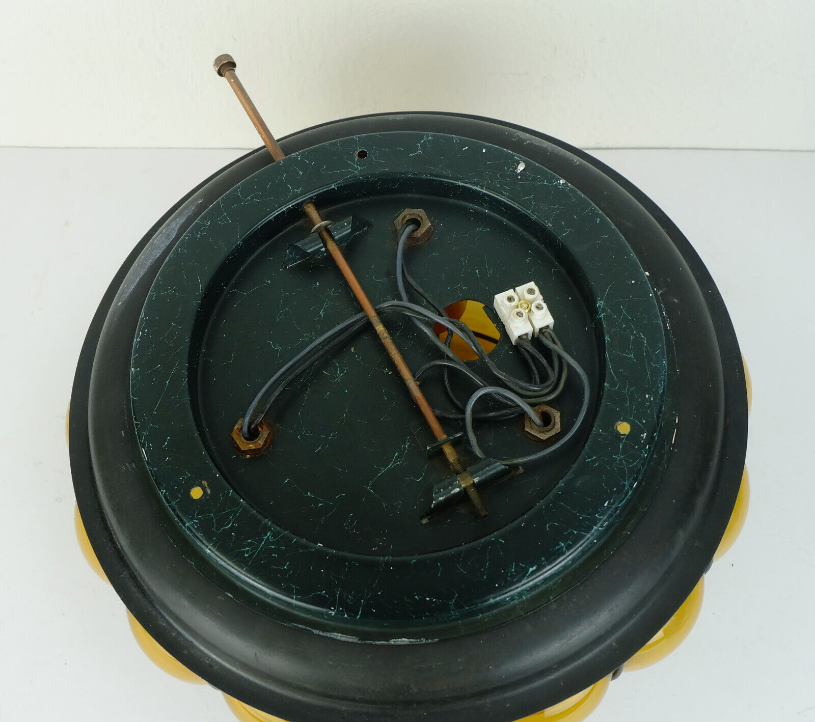 Ceiling lamp amber glass and metal 1970