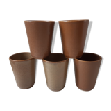 Set of 5 glasses in Digoin stoneware years 60-70