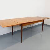 Vintage Scandinavian style rectangular dining table from the 50s 60s in teak with extensions