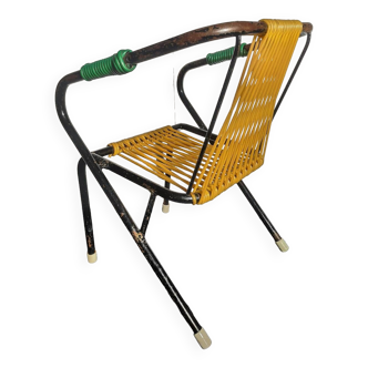 Chaise enfant scoubidou vintage 50s