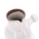 Minimalist white ceramic pitcher signed Pierlot, 1960s