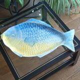 grand plat céramique barbotne en forme de poisson