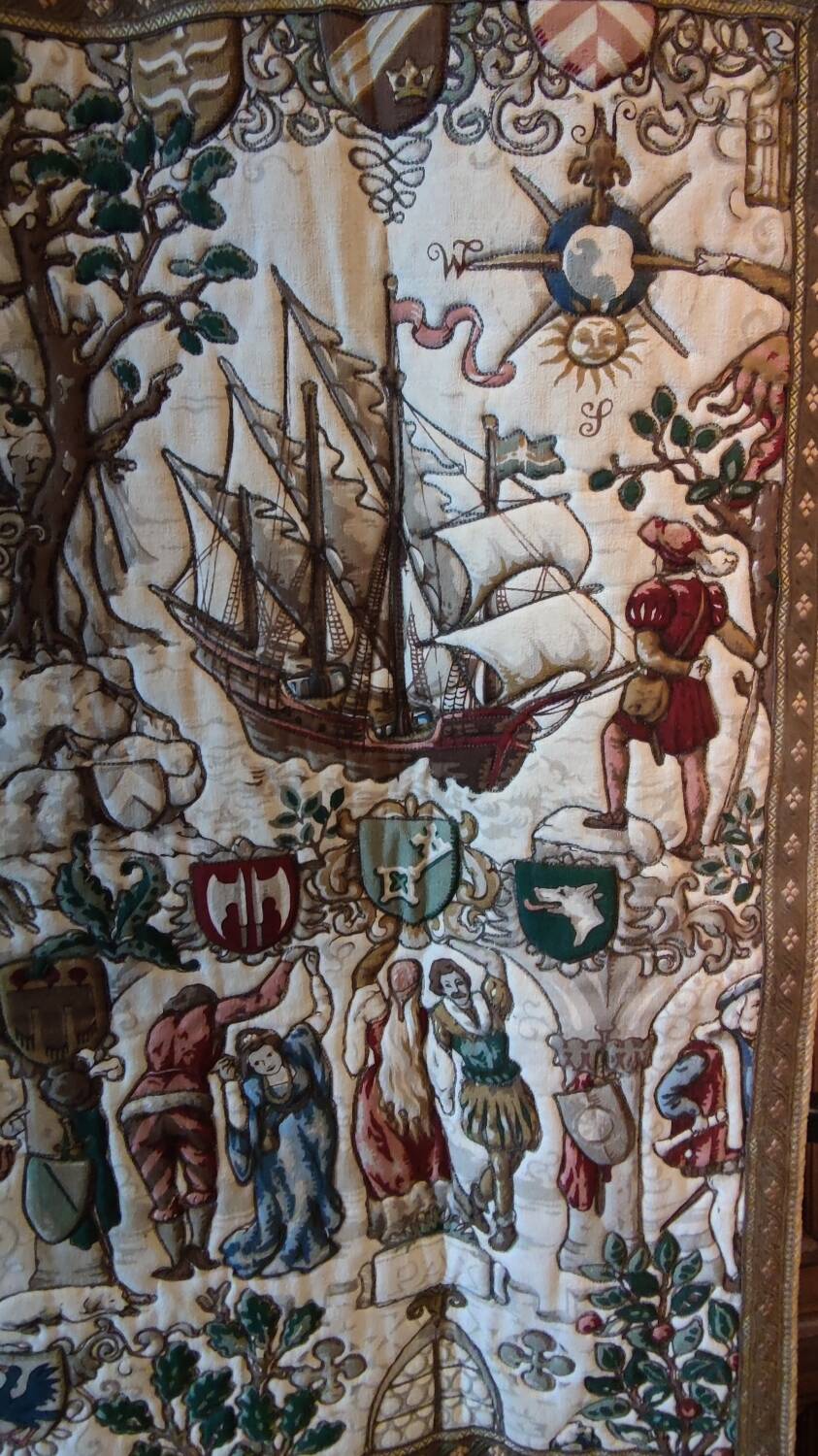 Tapisserie Florale Vintage Renaissance 58x53 Pouces - 100% Coton, Doublée, Fabriquée En France, Occasion