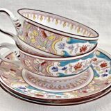2 anciennes tasses + sous-tasses à thé porcelaine Sarreguemines Minton