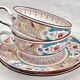 2 anciennes tasses + sous-tasses à thé porcelaine Sarreguemines Minton