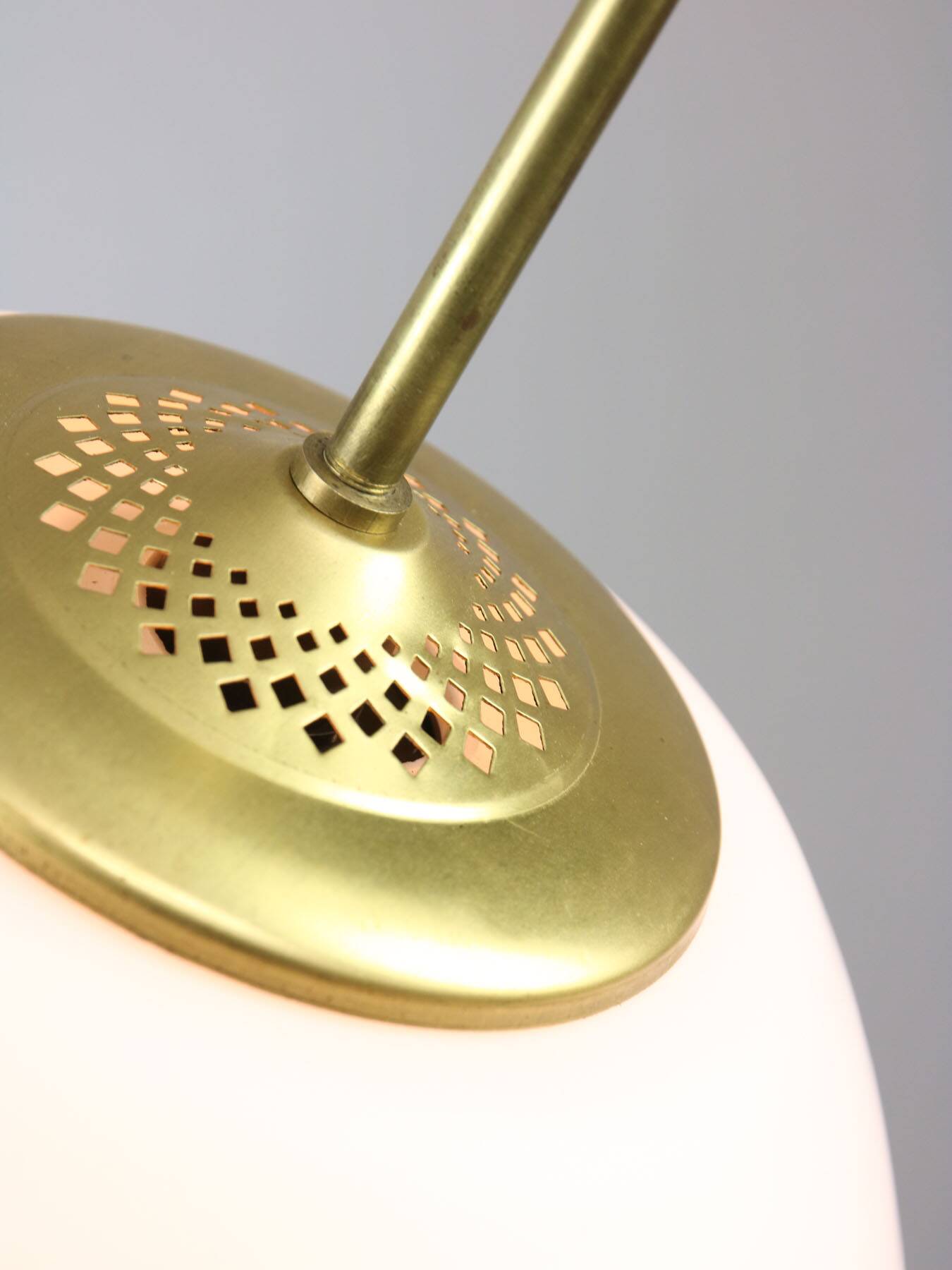 Mid-Century Modern Italian Opaline Glass and Brass Pendant Lamp