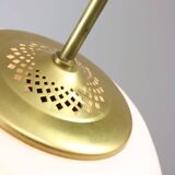 Mid-Century Modern Italian Opaline Glass and Brass Pendant Lamp
