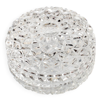 Mid-Century Crystal Bonbon Jar: Vintage Glass Jewelry Box, Italy 1970s
