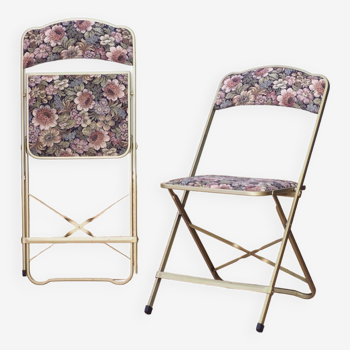 2 chaises pliantes à tapisserie fleurs CHAISOR