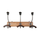 Wall coat rack wood and metal 3 double hooks