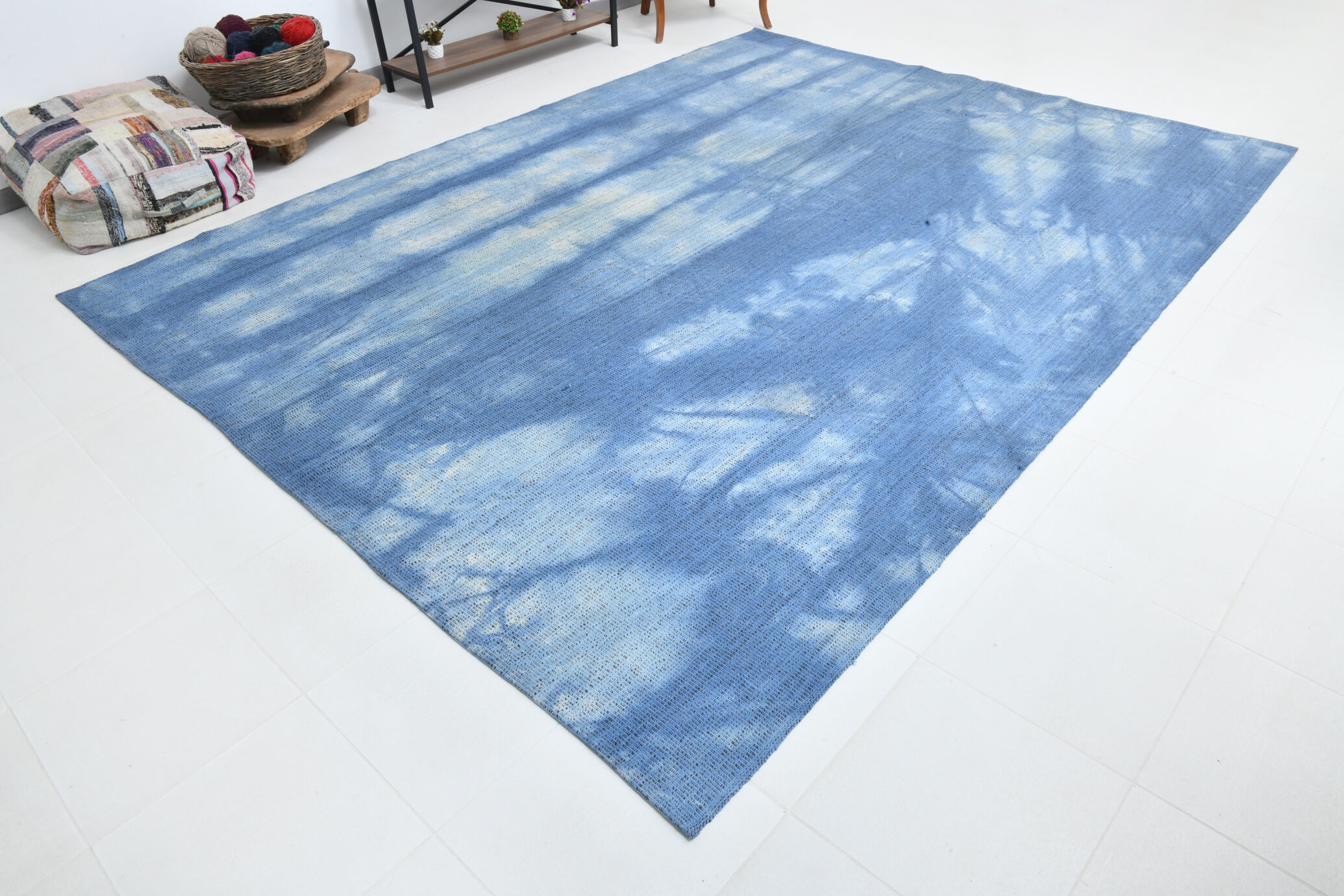 Blue oversize turkish rug 357x270cm