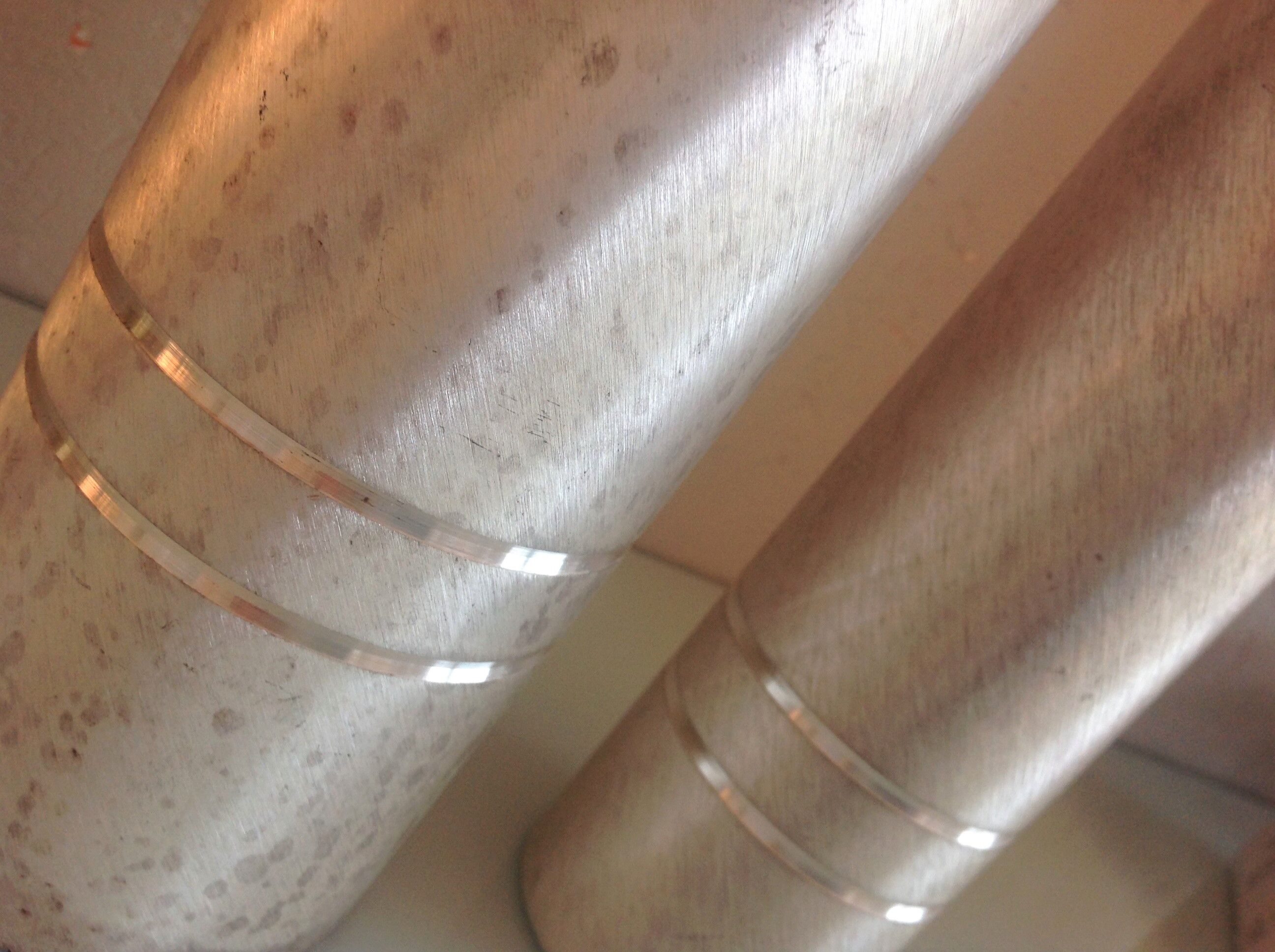 Pair of vases metal rolls brushed silver / vintage year old 70