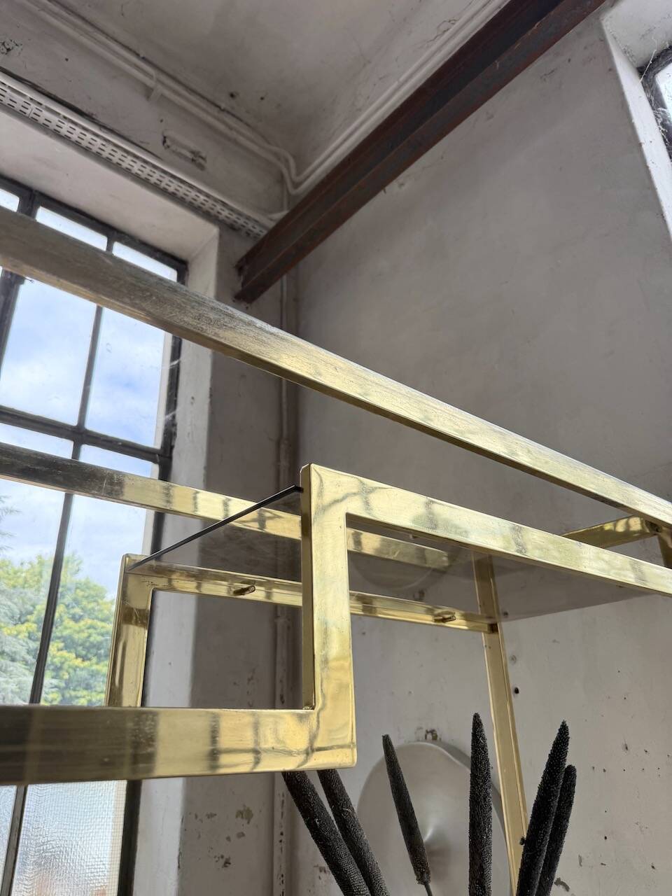 Brass shelf 1970 Belgo Chrom regency