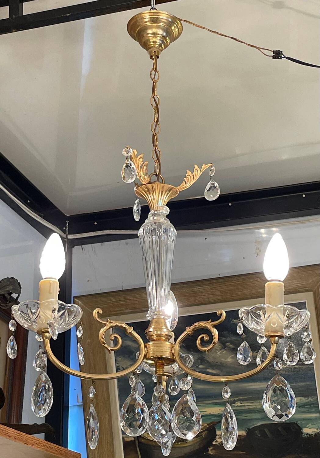 Three-light crystal chandelier