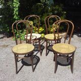 Set of 4 canned bistro chairs ZPM Radomsko design Thonet