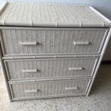 Off-white rattan chest of drawers