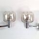 Chrome-plated metal and glass wall lights, 1970