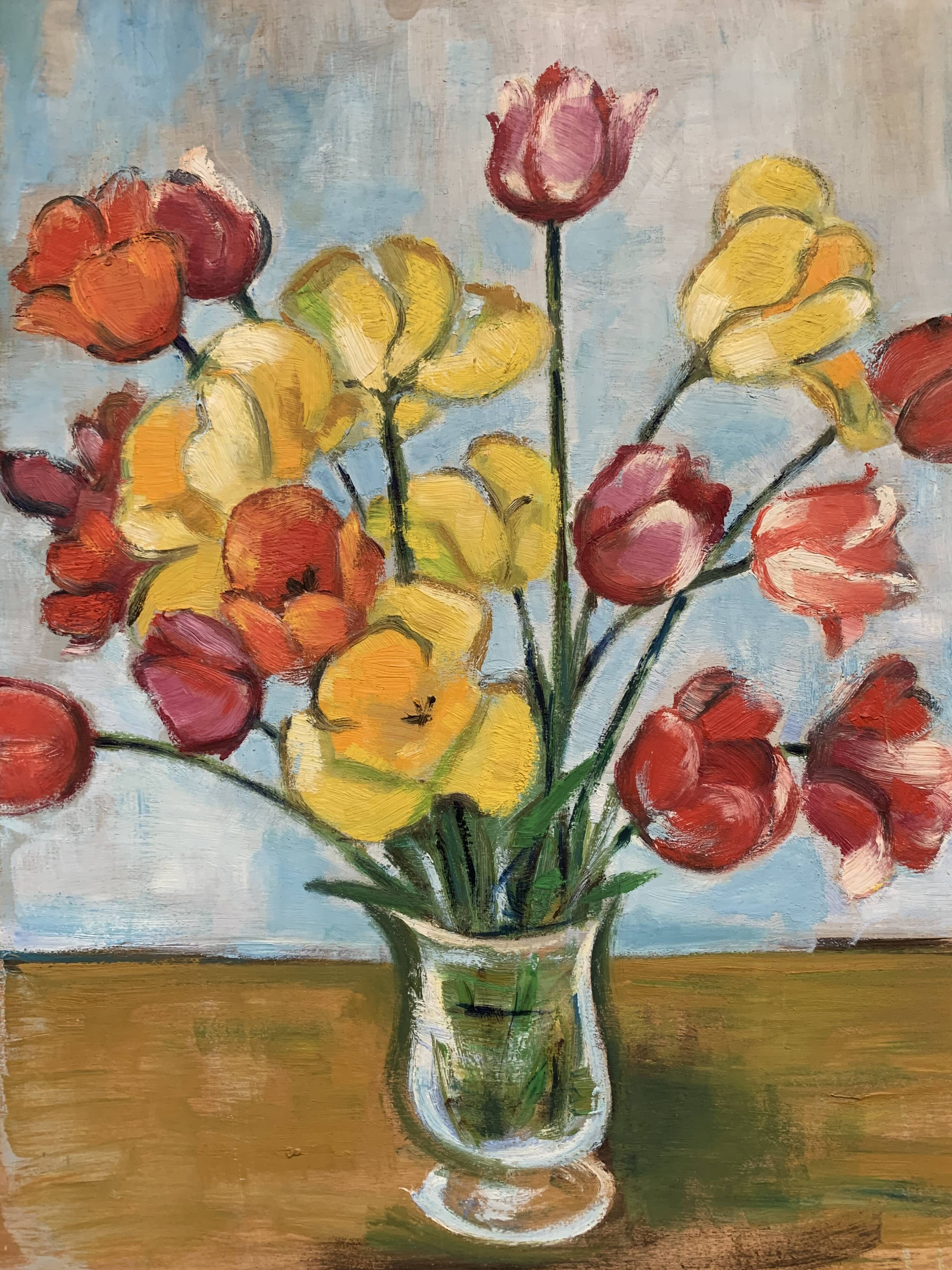 Vintage painting, painting, still life with flowers