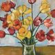 Vintage painting, painting, still life with flowers