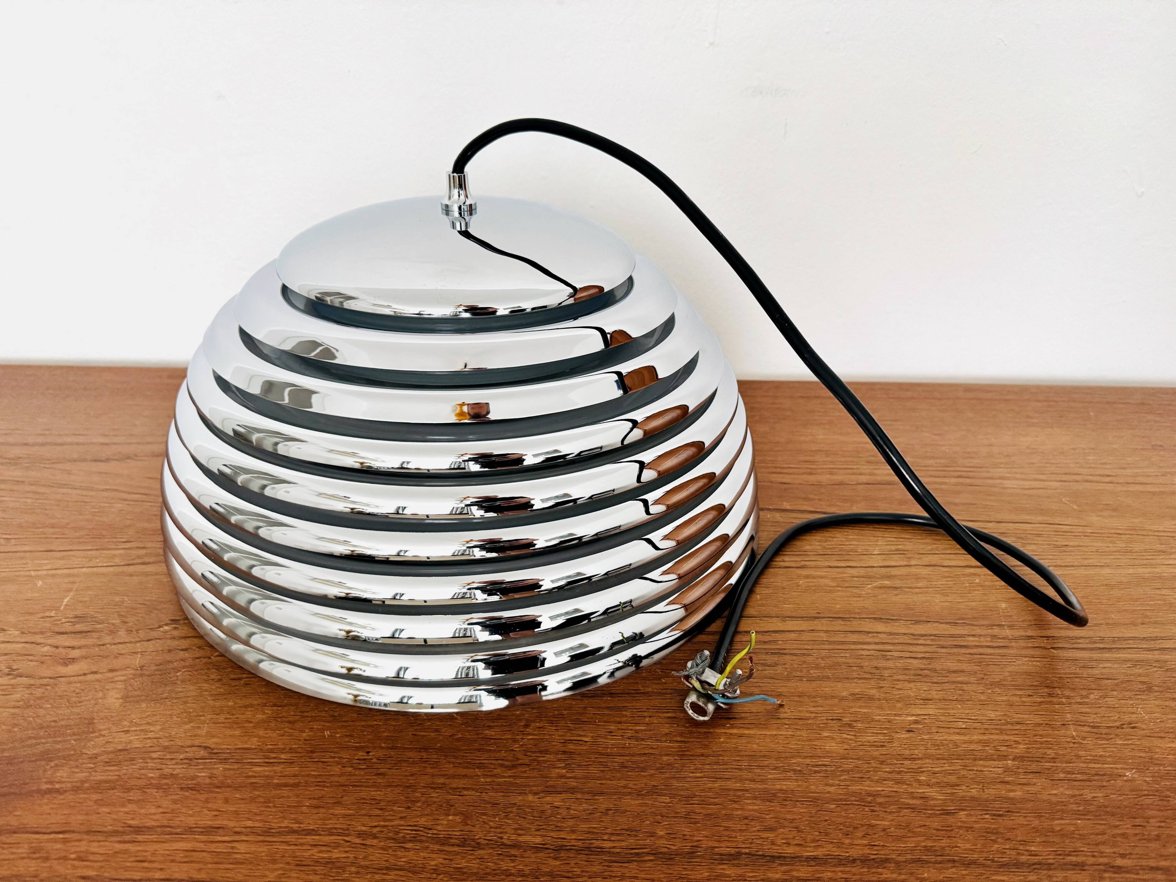 Chromed 1970s Pendant Lamp by Kazuo Motozawa for Staff