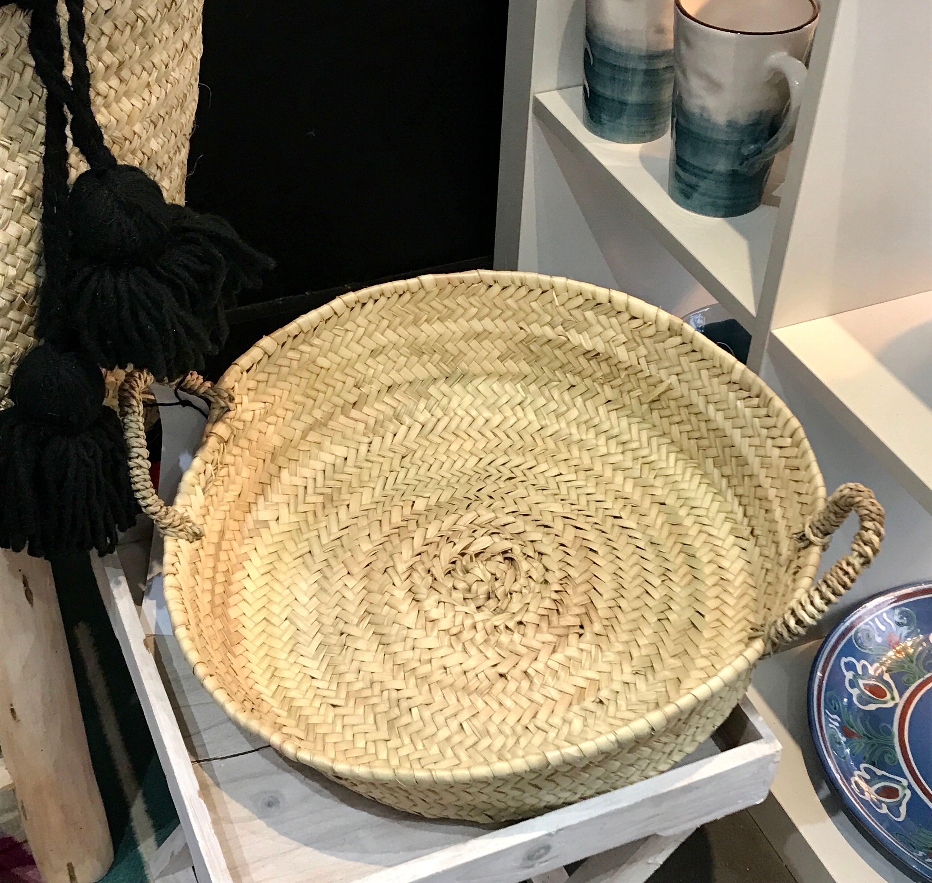 Braided wicker handle basket