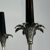 Neoclassical style chandelier in silver-plated metal by the house of Charles.