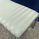 Chrome Bench Green Stripped 1970s Hollywood Regency Modernist Vintage