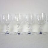 6 Bohemian Crystal Etched Wine Glasses