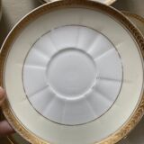 Vintage Limoges porcelain chocolate teacups in pastel yellow and gold