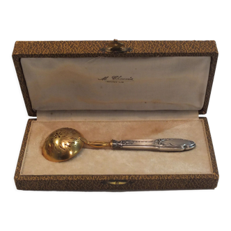 Spoon to sprinkle in silver stuffed Minerve in its case