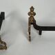 Pair of Chiselled Bronze and Wrought Iron Chenets in Louis XV Style