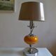 Vintage lamp base yellow and chrome metal circa 1970