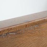 Antique oak church bench in Gothic style with beautiful wood carving