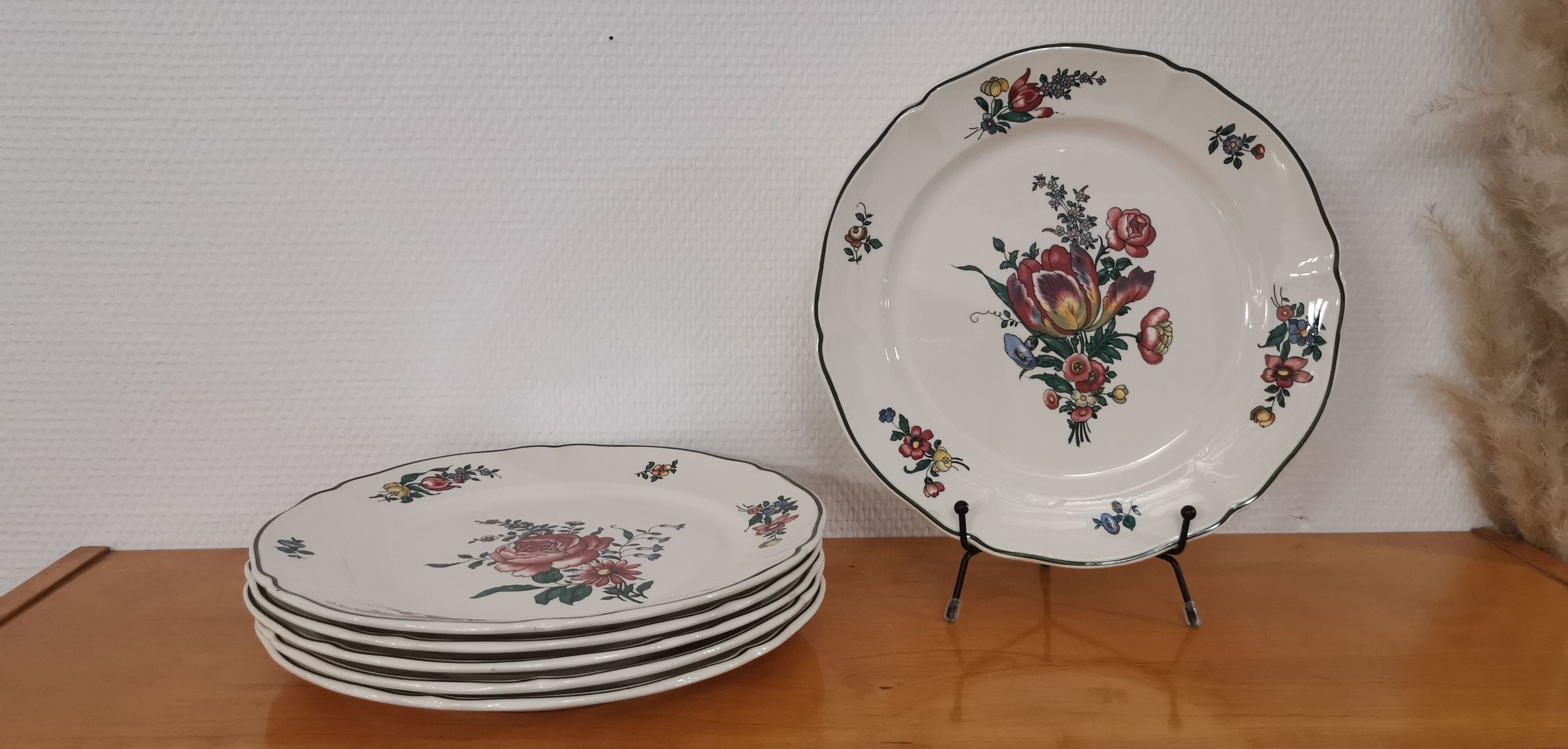 Set of 6 old flat ceramic plates VILLEROY and BOCH "Alt Strassburg"