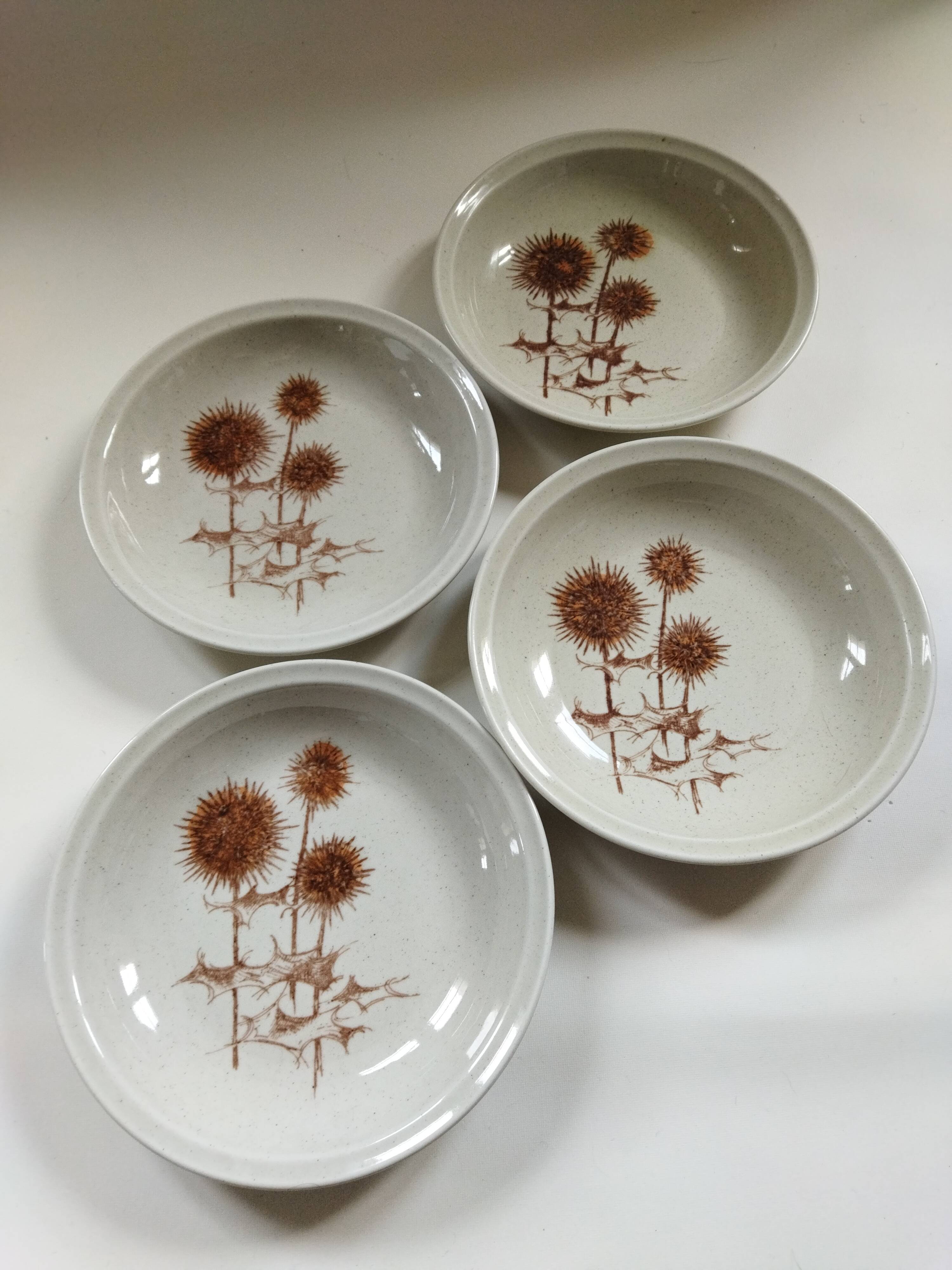 4 assiettes creuses Sarreguemines "Chardons"