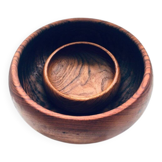 Mid-Century Scandinavian Round Teak Bowl Set, Denmark, 1960s, Set of 2