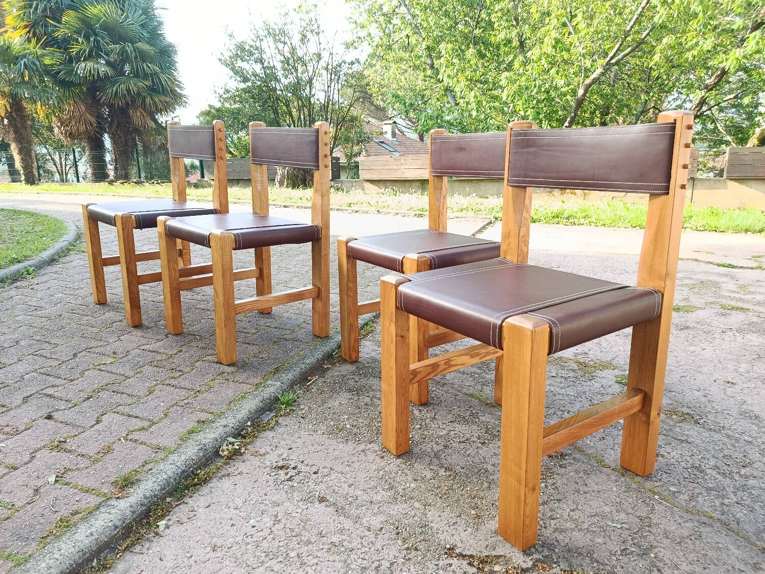 4 brutalist chairs by Pierre Chapo