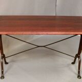 Set of 9 1900 Bistro Tables with Wrought Iron Legs and Rose Decor