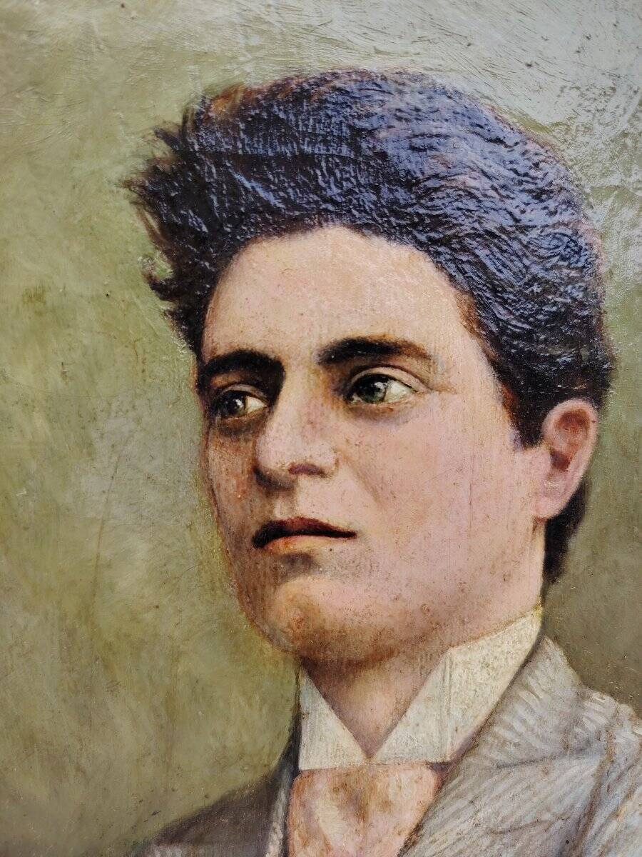 Oil painting on canvas by Pietro Mascagni, composer from the early 1900s.