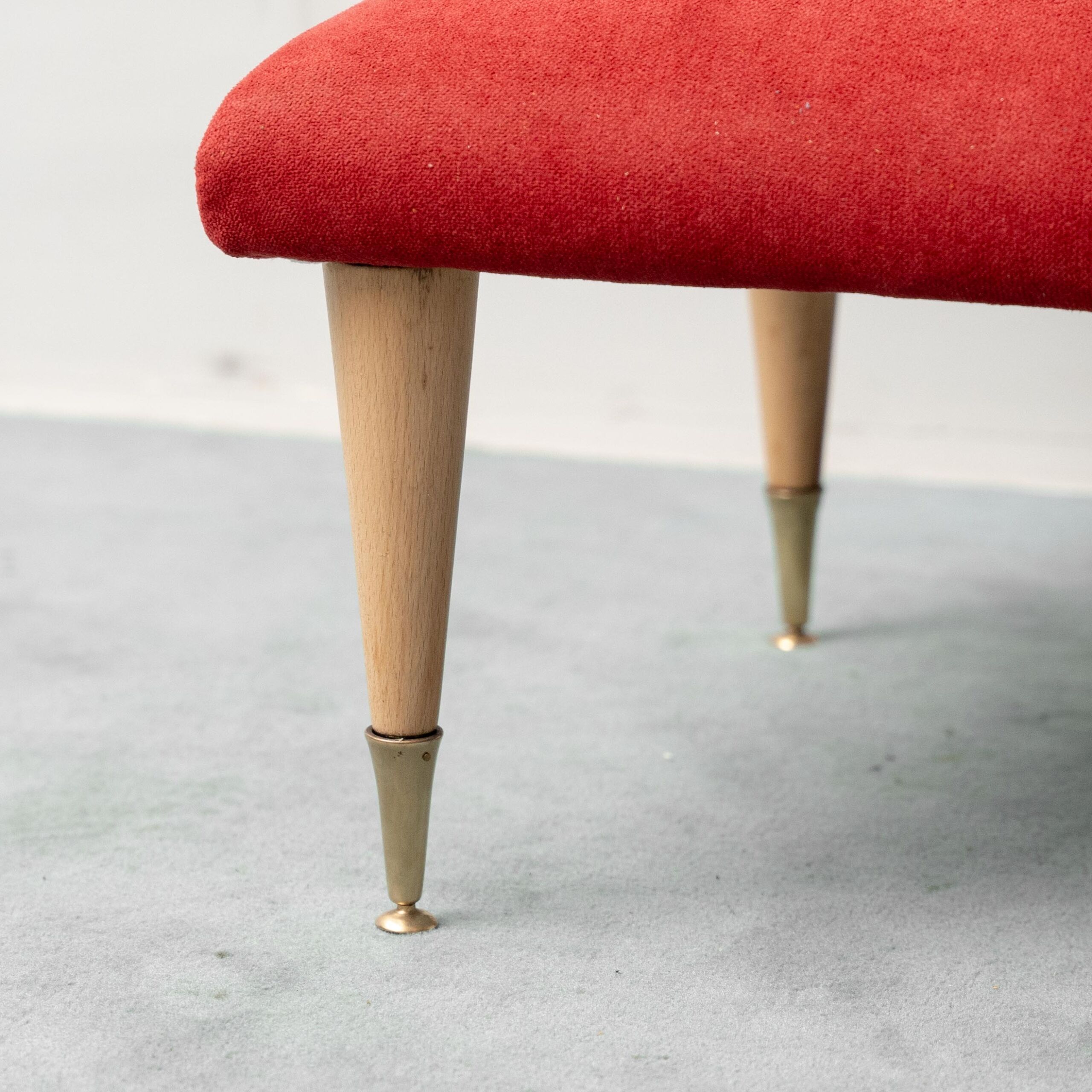 Vintage high-back chair in red fabric, 1960s design