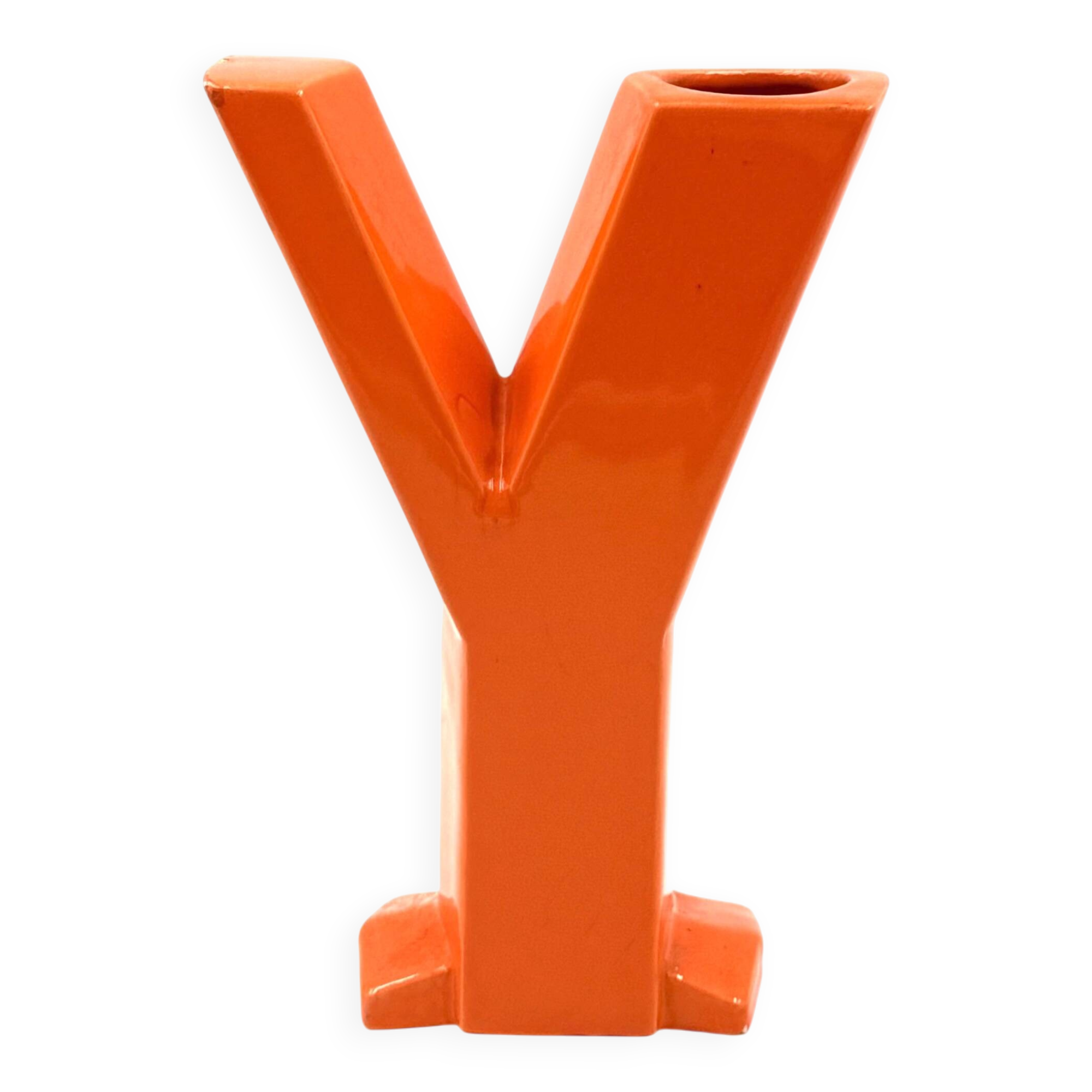 Space age orange Y solifleur vase, Marcel Radureau France 1970