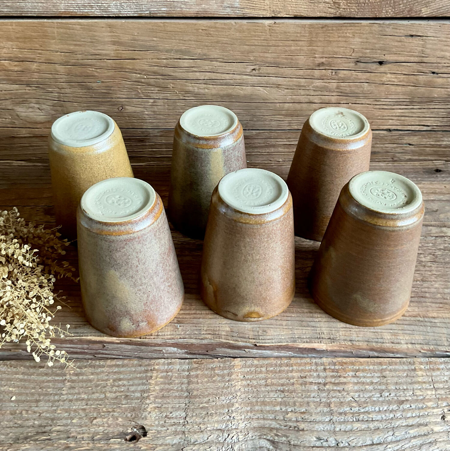 6 stoneware cups Digoin France