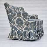 1970s, Danish 2-seater sofa, blue/white furniture fabric, beech wood.