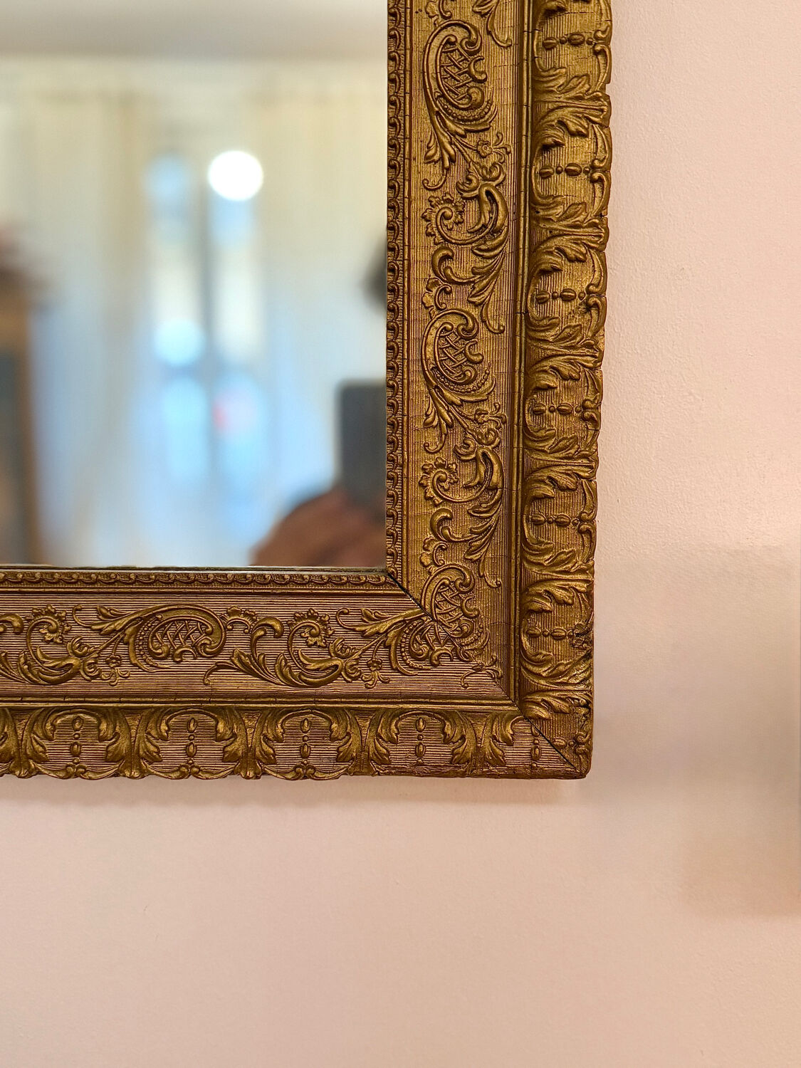 Period Mirror with Wooden and Gilded Stucco Frame – 19th Century Patina
