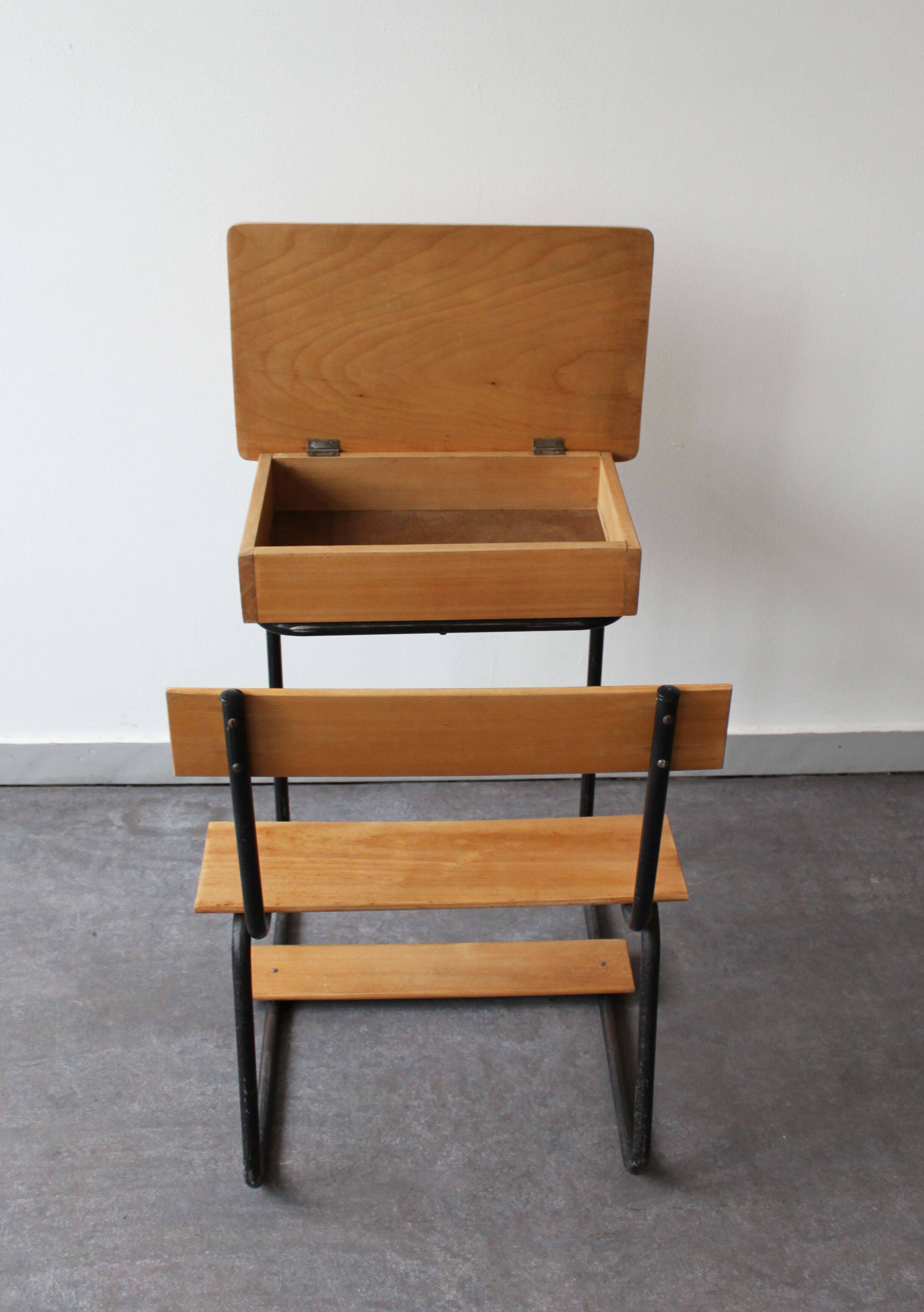 Vintage wooden school desk.