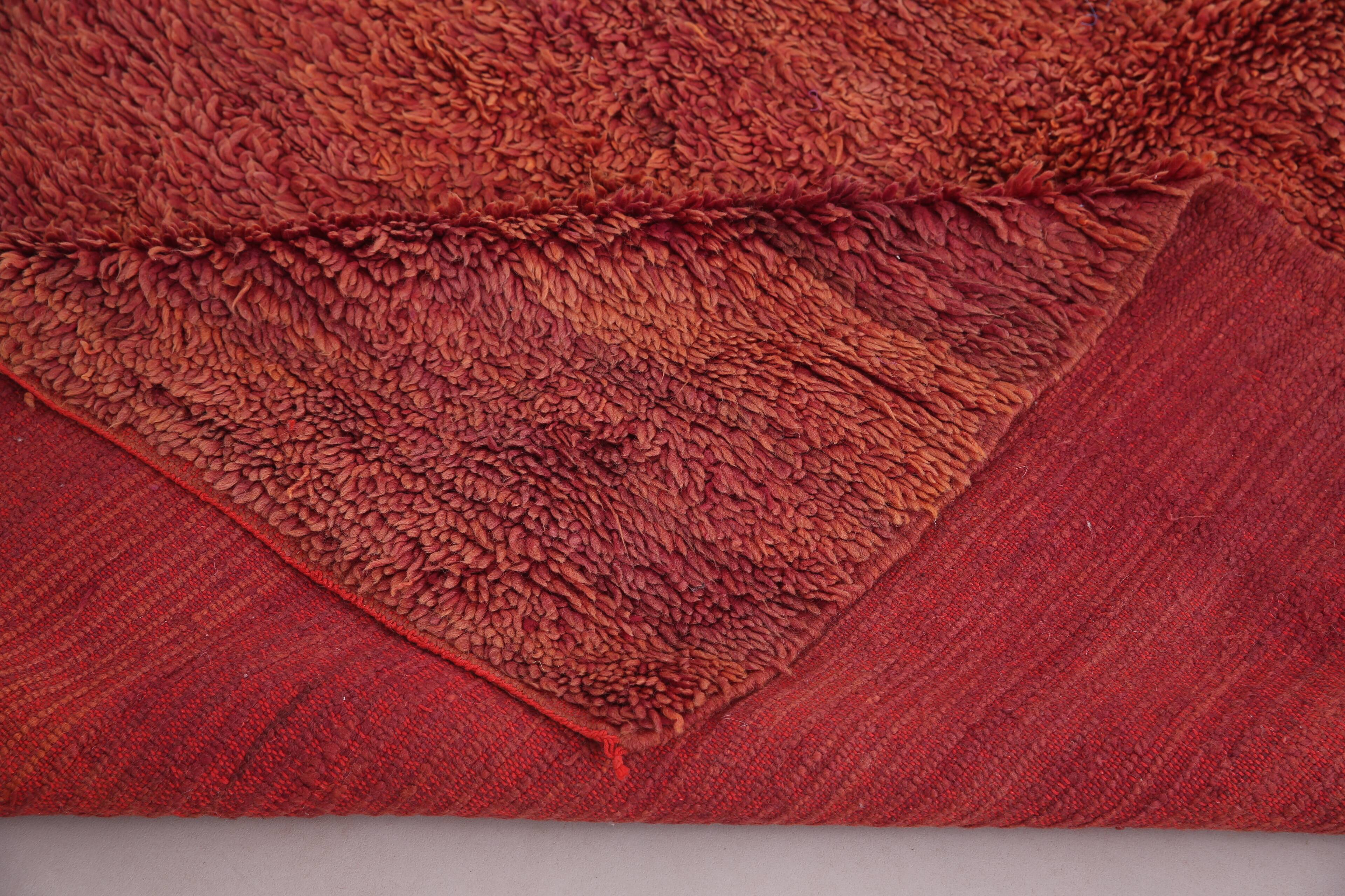 Burgundy Vintage Handmade Moroccan rug 180 x 336 cm - Berber wool Rug