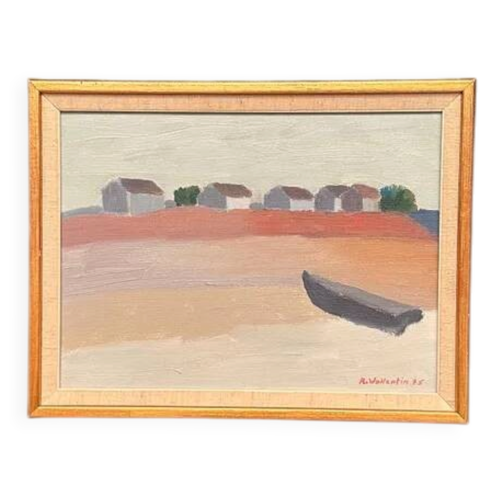 Original  Swedish Oil on Canvas – “Motif from Byxelkrok” by Raymond Wallentin – Signed & Dated 1975 – Vintage & Framed