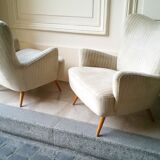 Set of 4 chairs organic wingback chairs of the 50s/60s vintage