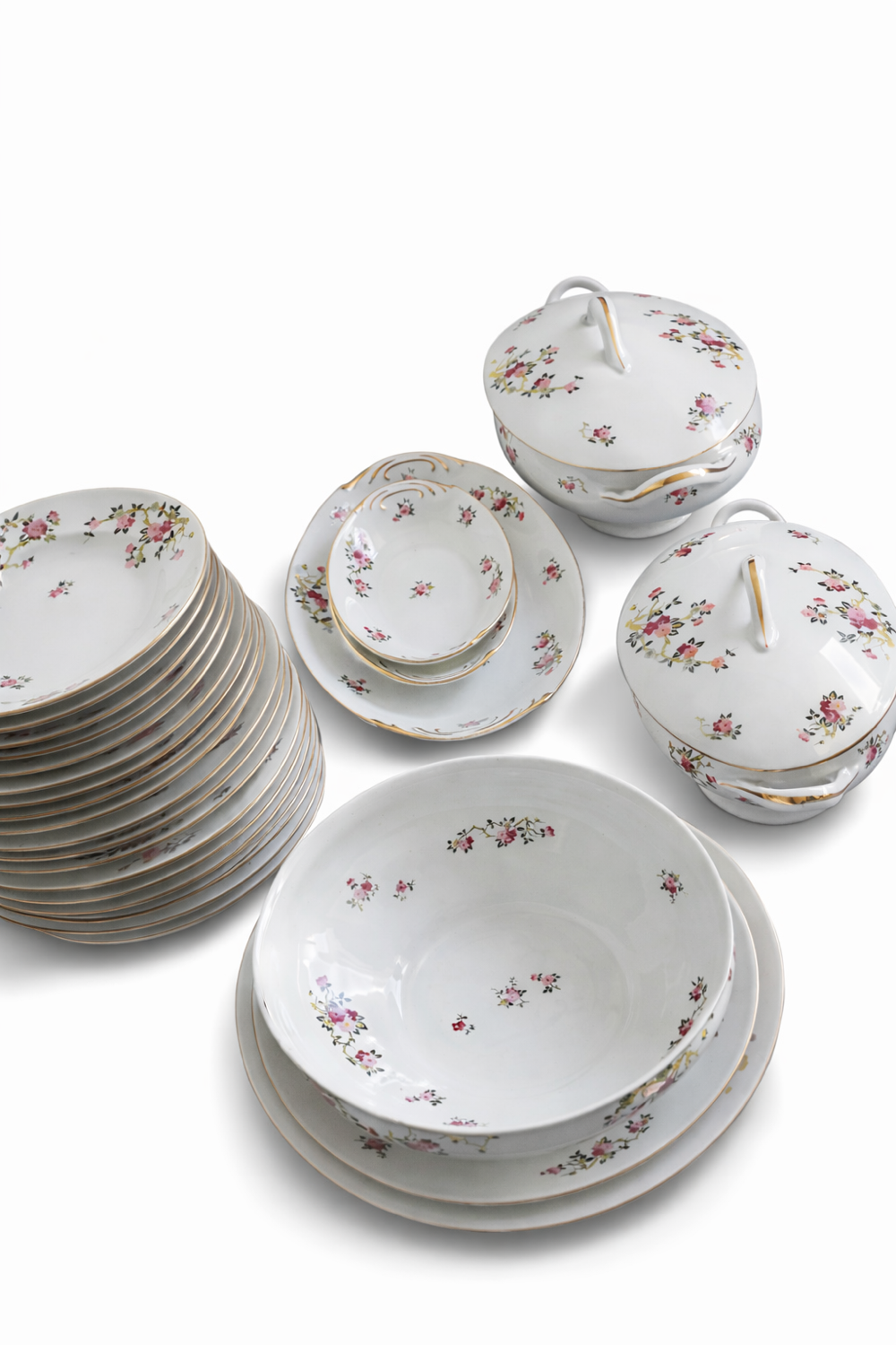 Antique table service in Limoges porcelain by F. Legrand, period A.